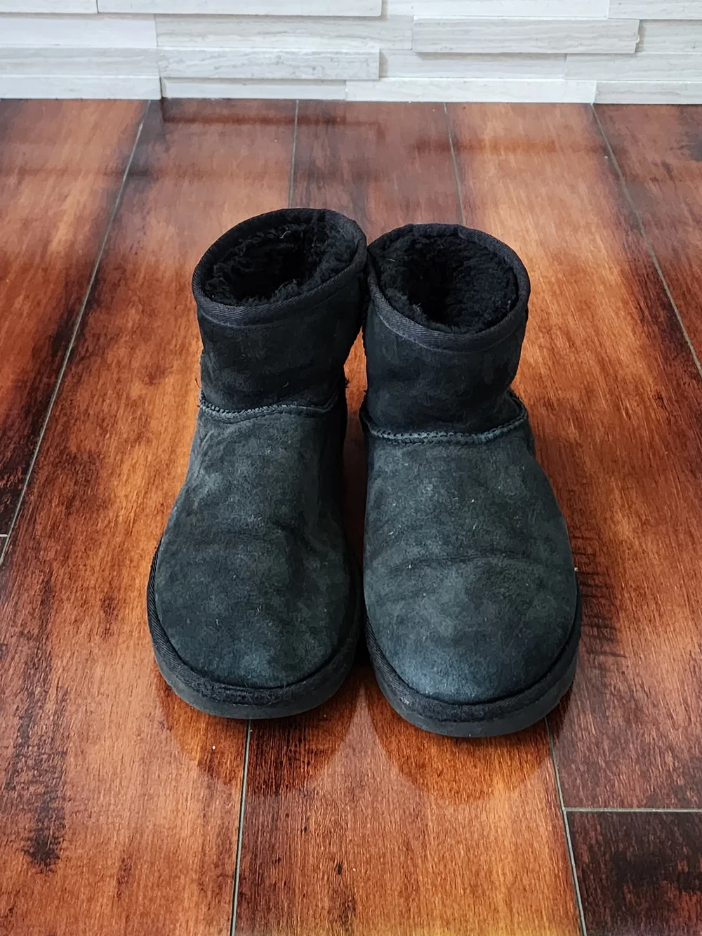 UGG Classic Mini II Black Suede Sheepskin Boots Women's US 6 EU 37